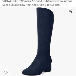 Navy Blue Suede Boots
